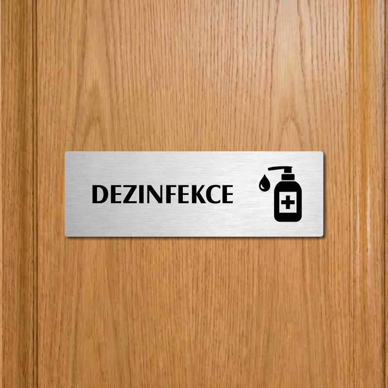 Dezinfekce, 200x66mm, zlatá popiska s dvojtým rámečkem